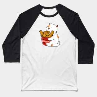 Cat Loves Fried Chicken Baseball T-Shirt